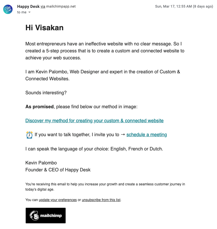 lead nurturing email example