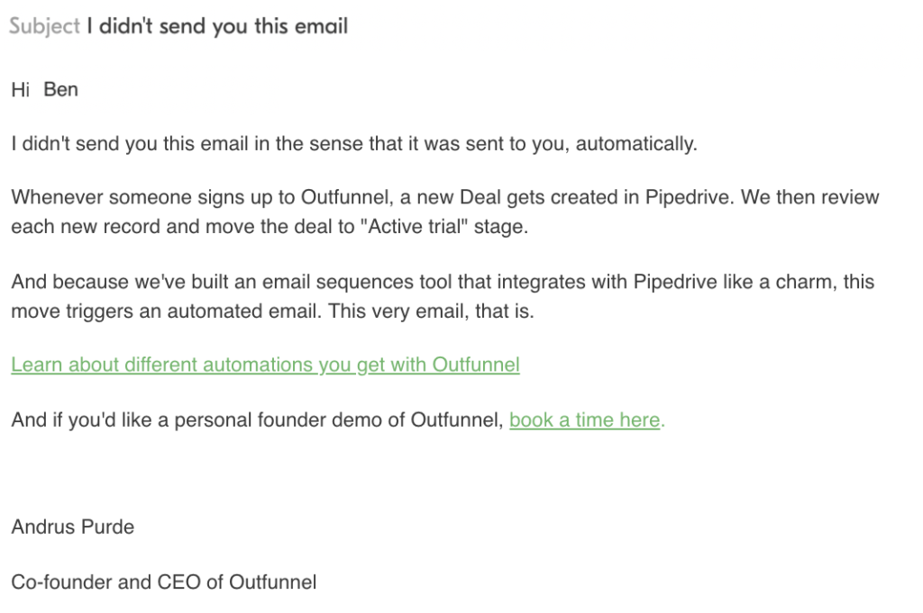 outfunnel onboarding email example