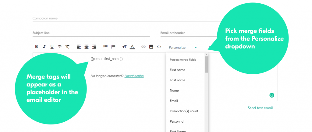 Personalizing your emails with copper email marketing integration