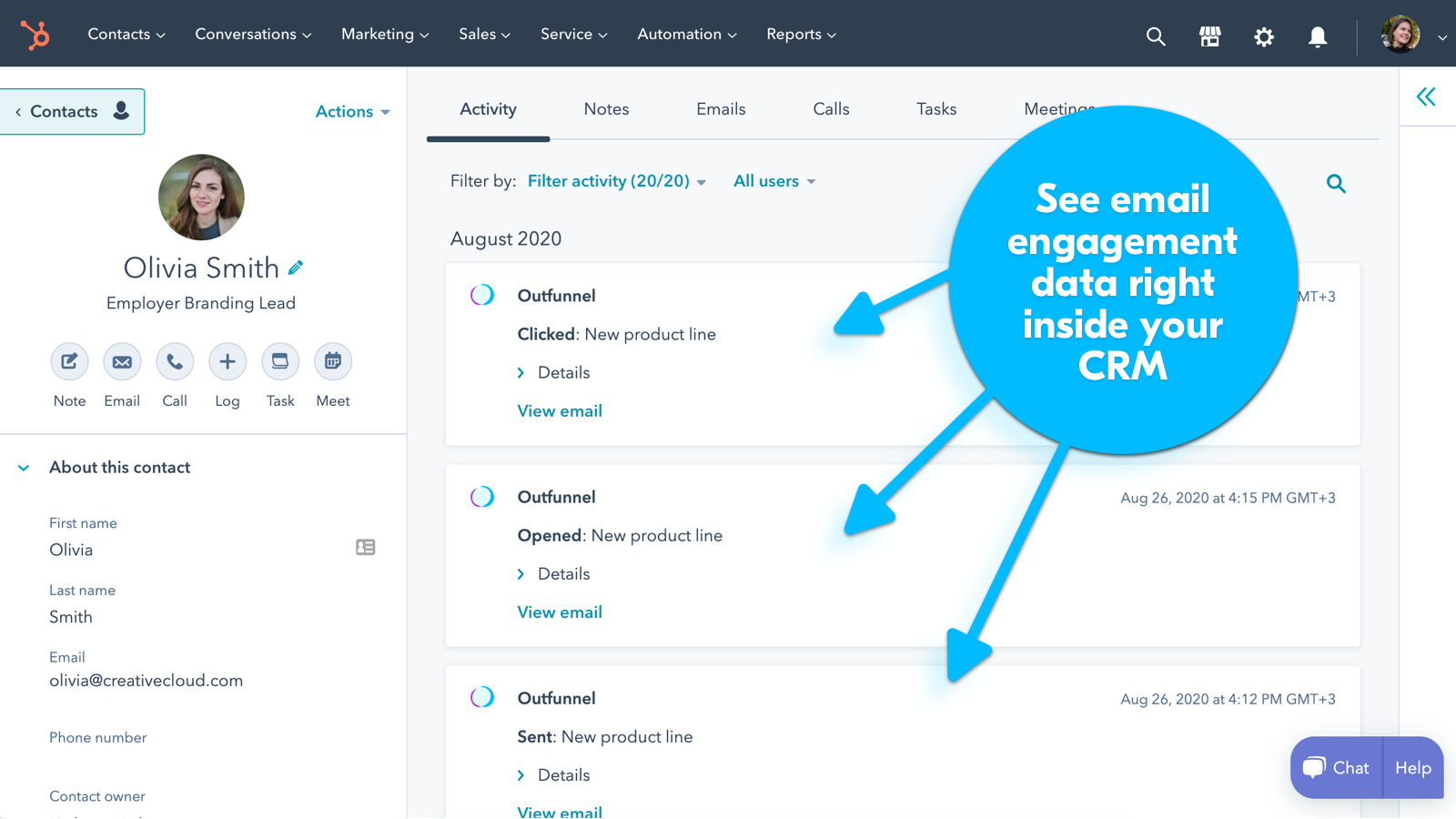see email engagement data in your CRM