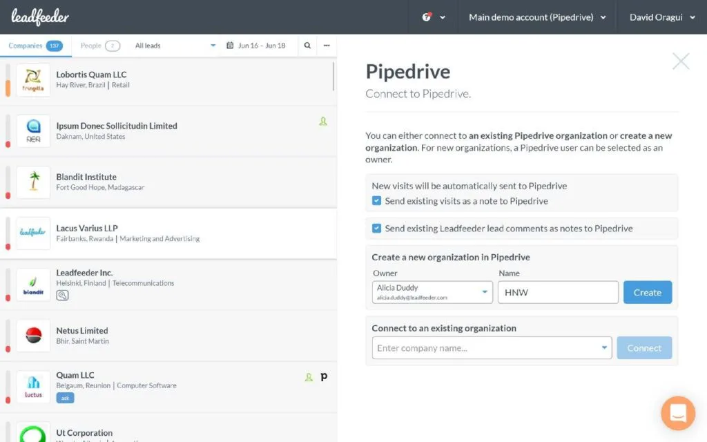 leadfeeder pipedrive