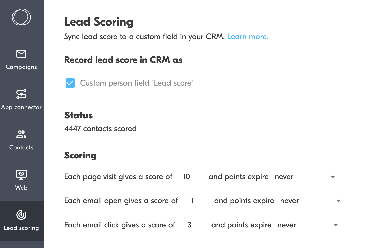 lead scoring outfunnel