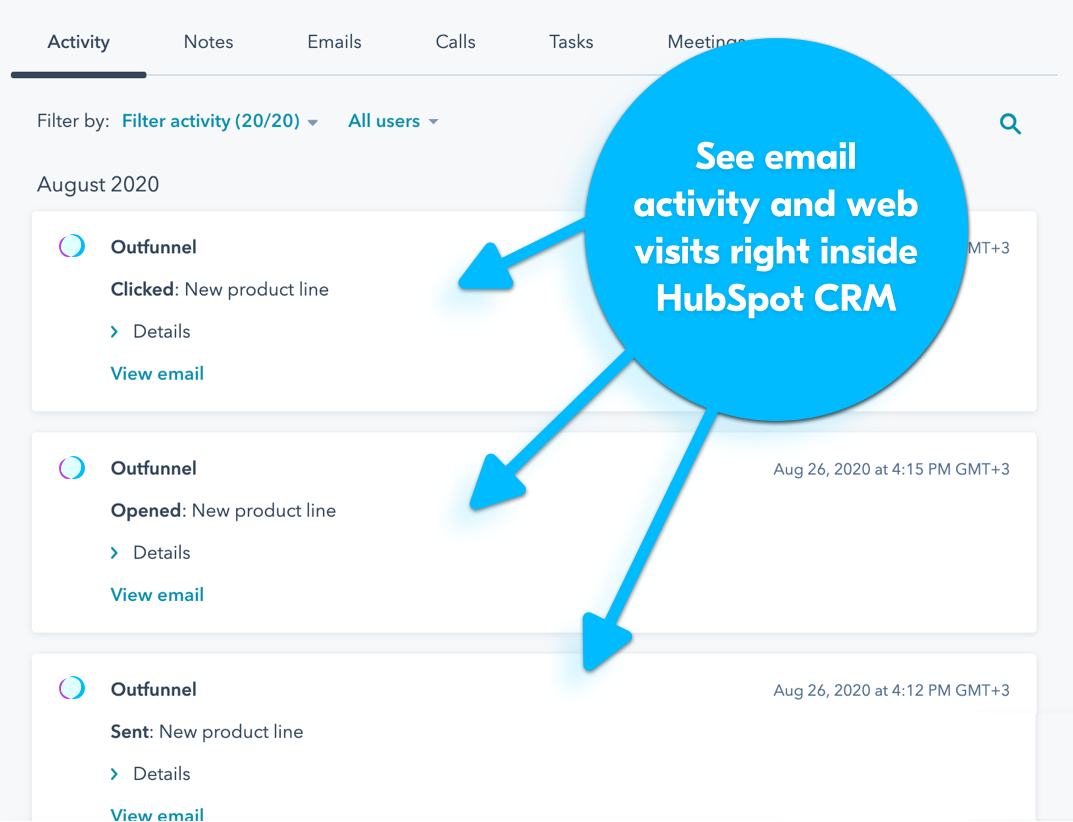 operate hubspot from mailbird