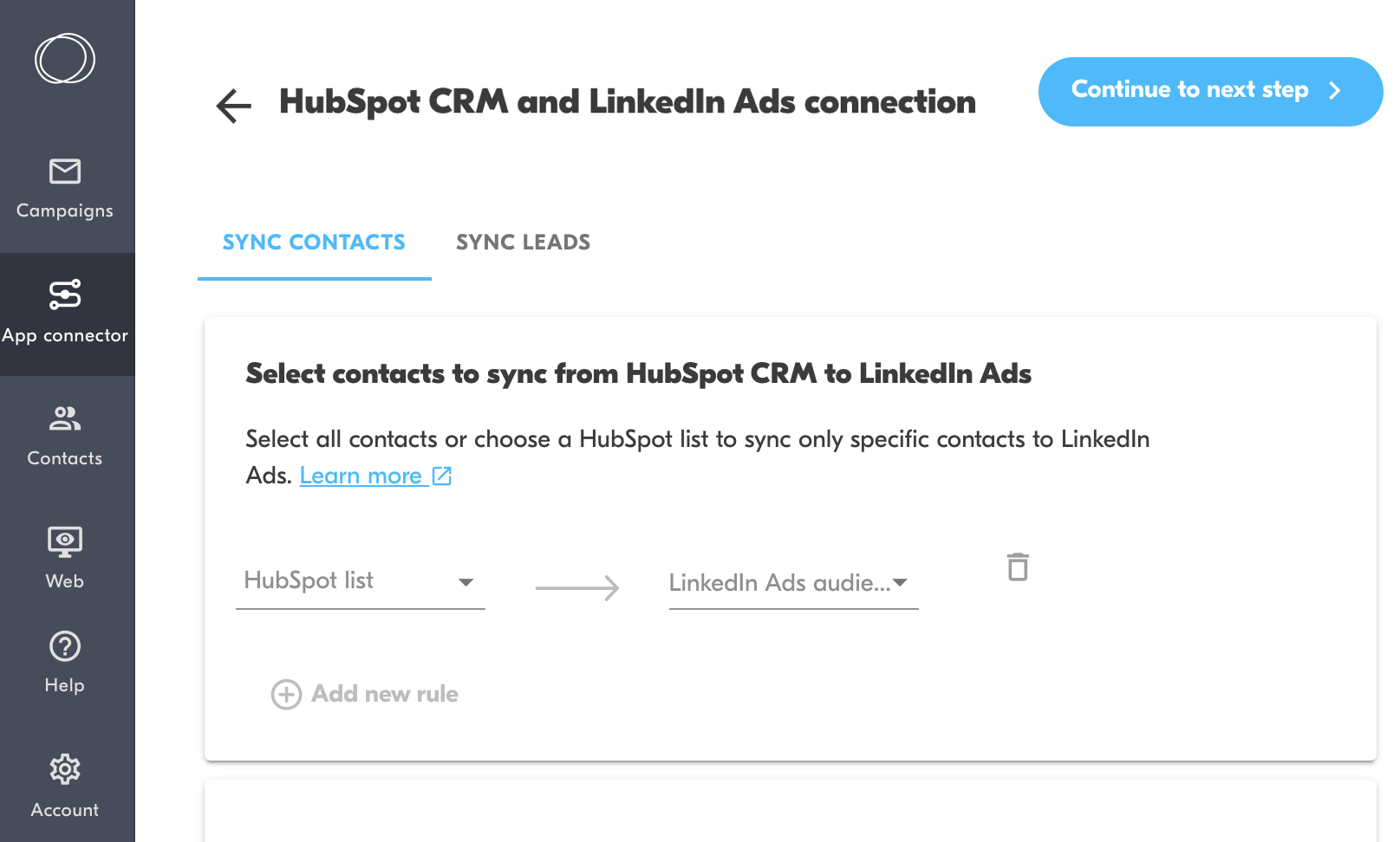 hubspot to linkedin contact sync