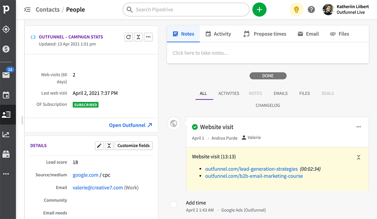 sync leads captured from Google Ads to Pipedrive