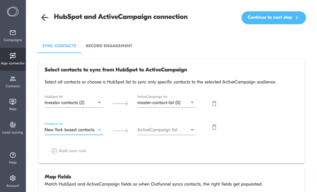sync contacts from hubspot crm to activecampaign lists