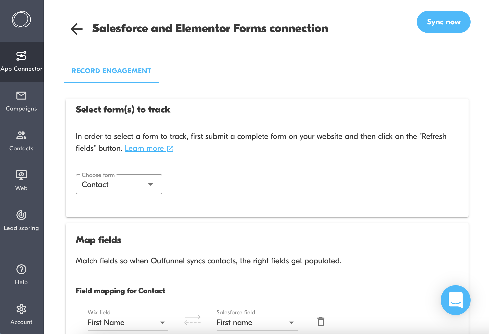sync contacts from elementor forms to salesforce