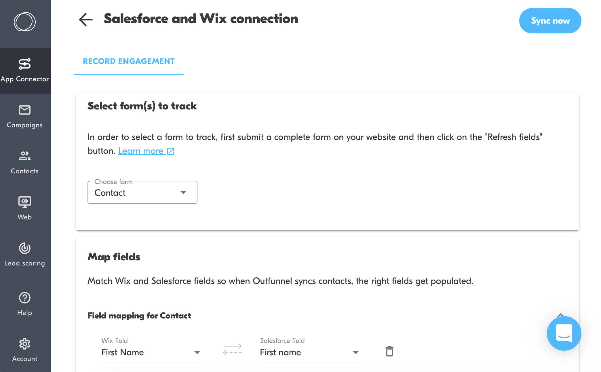 sync contacts from wix forms to salesforce