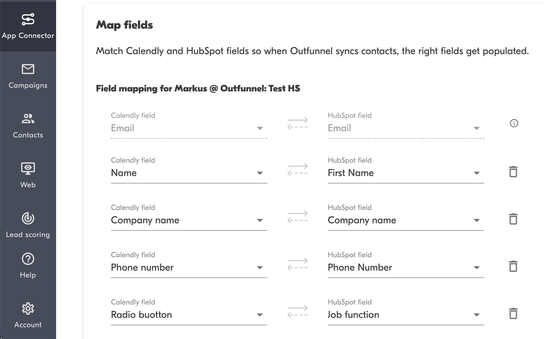 HubSpot and Calendly integration Outfunnel