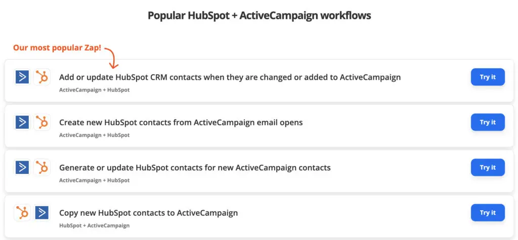 Popular Activecampaign + HubSpot workflows
