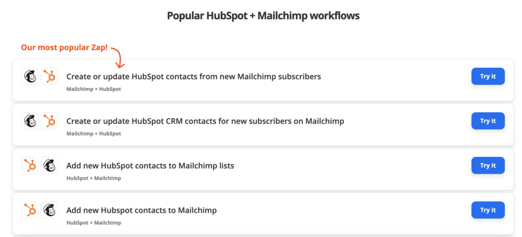 Popular Mailchimp + HubSpot workflows