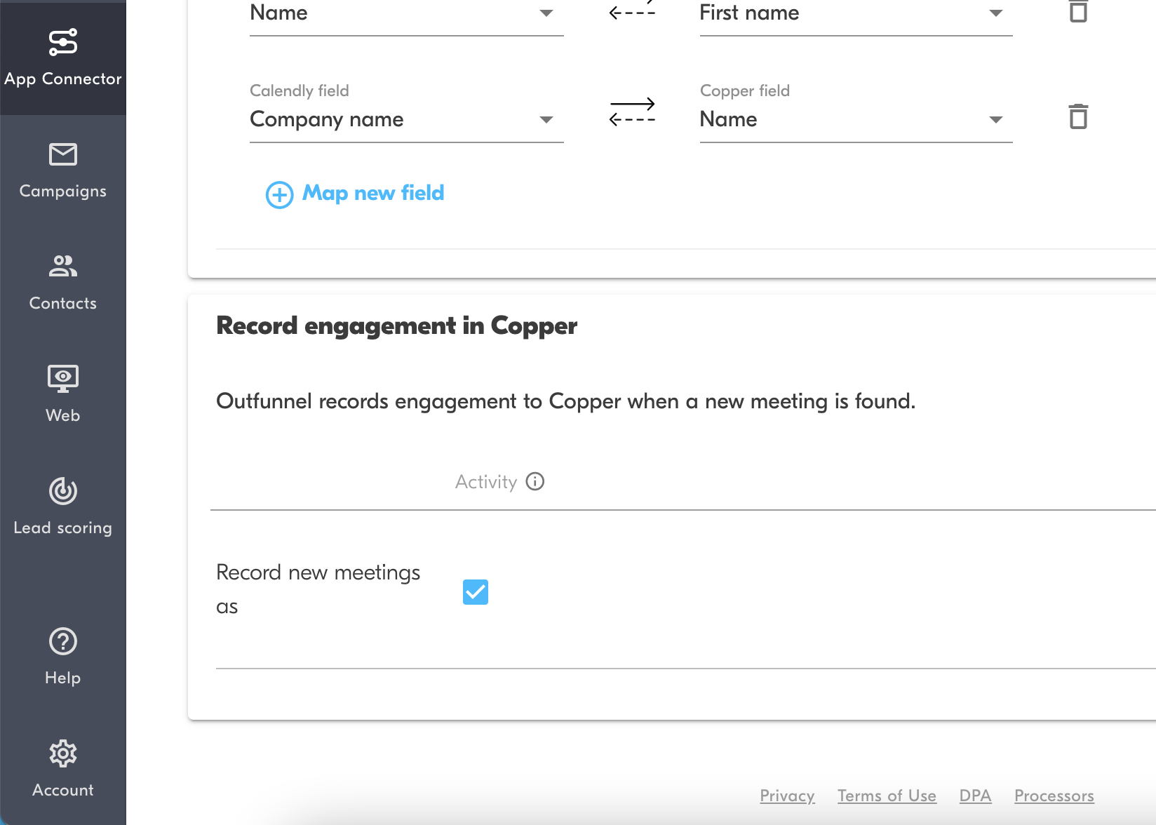 record calendly meetings in copper