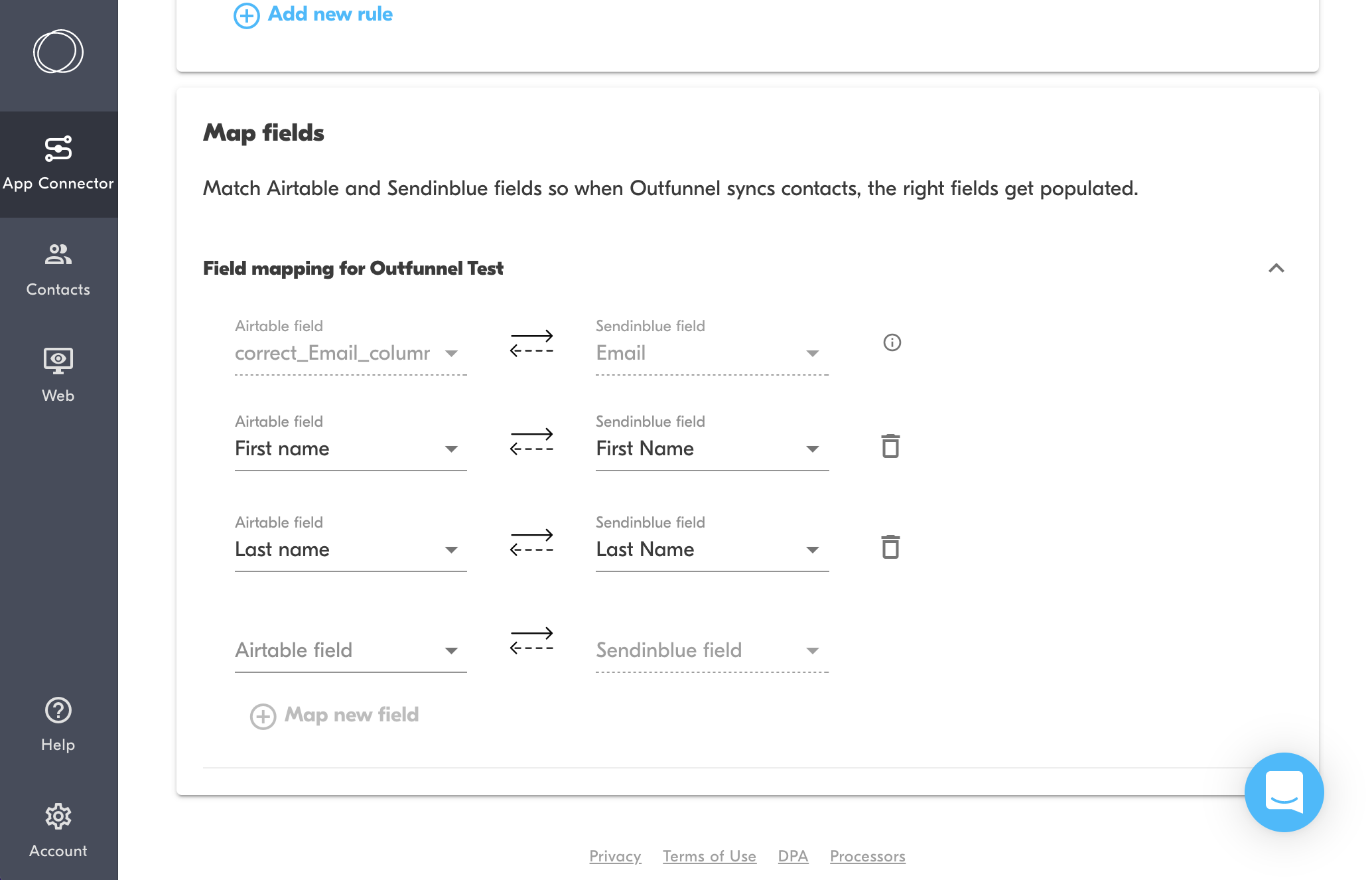 map airtable and sendinblue fields