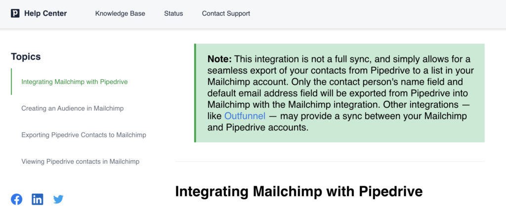 integrating Mailchimp with Pipedrive