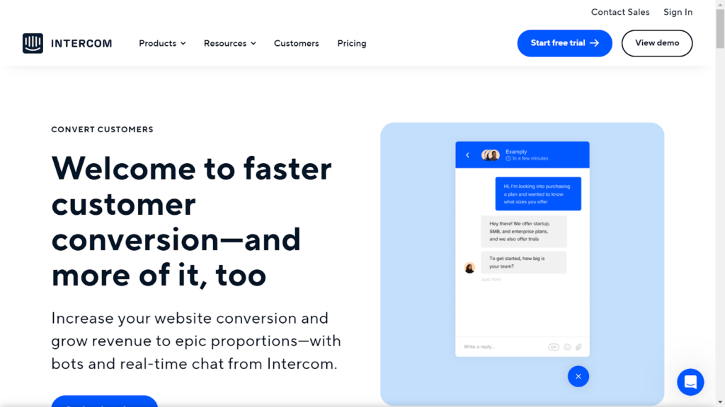 Intercom sales tool