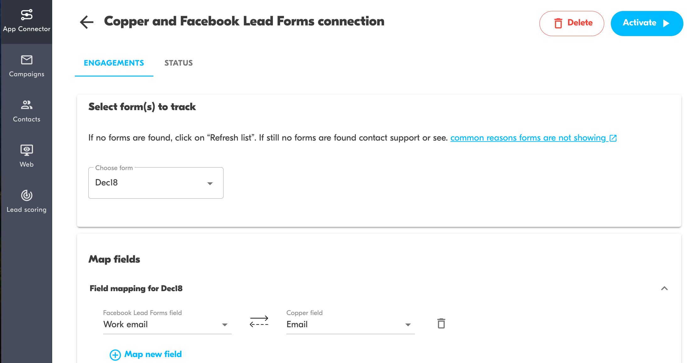 copper and facebook lead ads integration