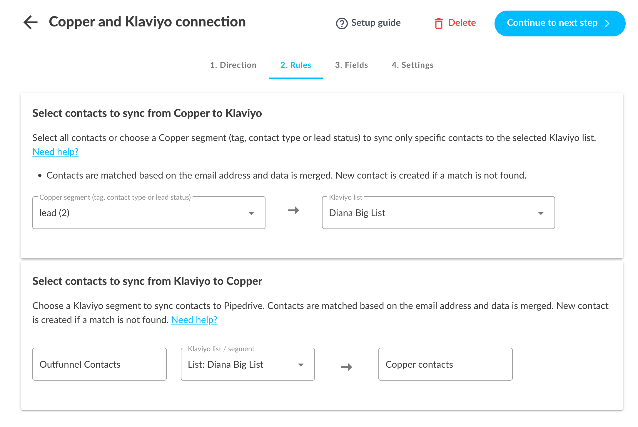 copper klaviyo integration